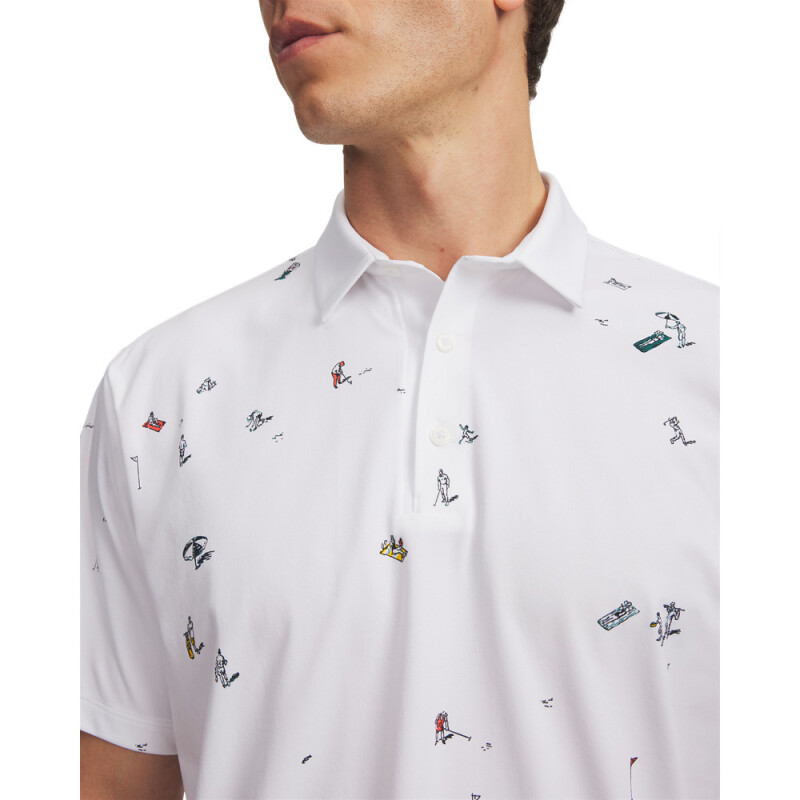 UA ArmourDry Printed Polo-WHT WHT-101