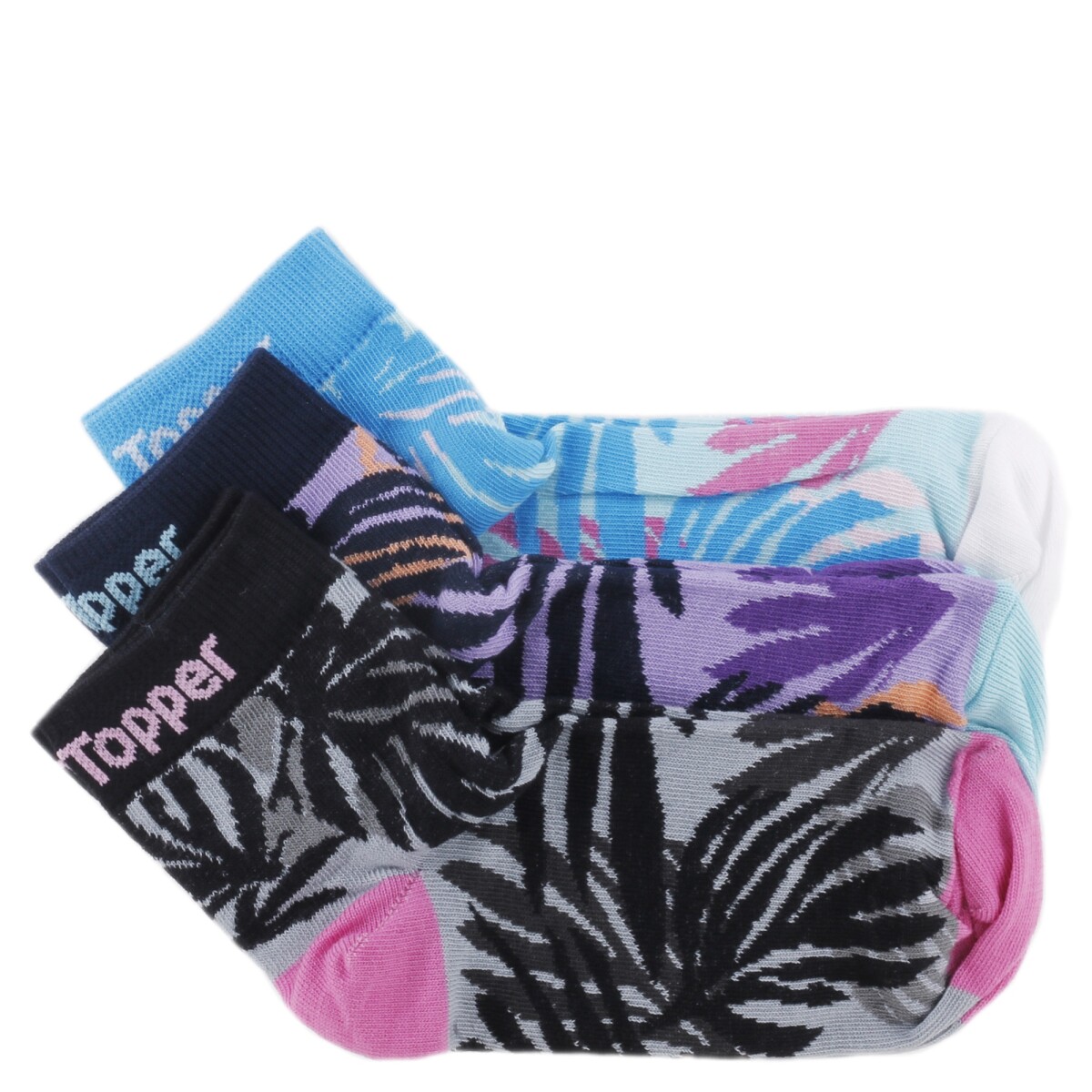 Medias Infantiles Topper x3 Caña Baja - Turquesa - Gris - Lila 