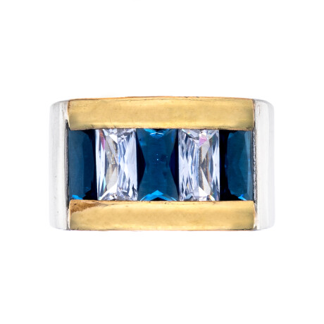 Anillo de plata 925, double en oro 18 ktes y circonias. Anillo de plata 925, double en oro 18 ktes y circonias.
