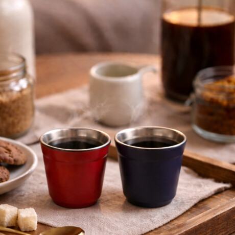 Taza pocillo de acero doble pared - 80ml Rojo
