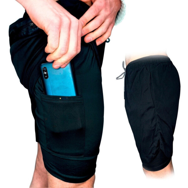 Short Entrenamiento Deportivo Calza X4 Fútbol Adulto Variante Color Negro Talla L