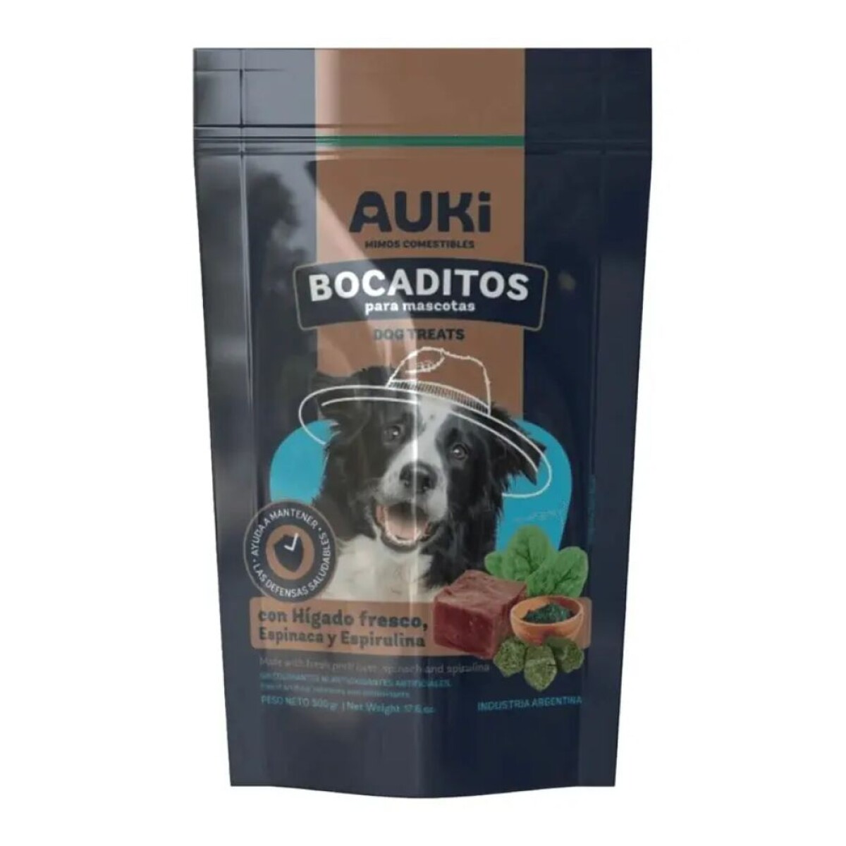 Bocaditos Auki Hígado, Espinaca y Espirulina 500 gr 