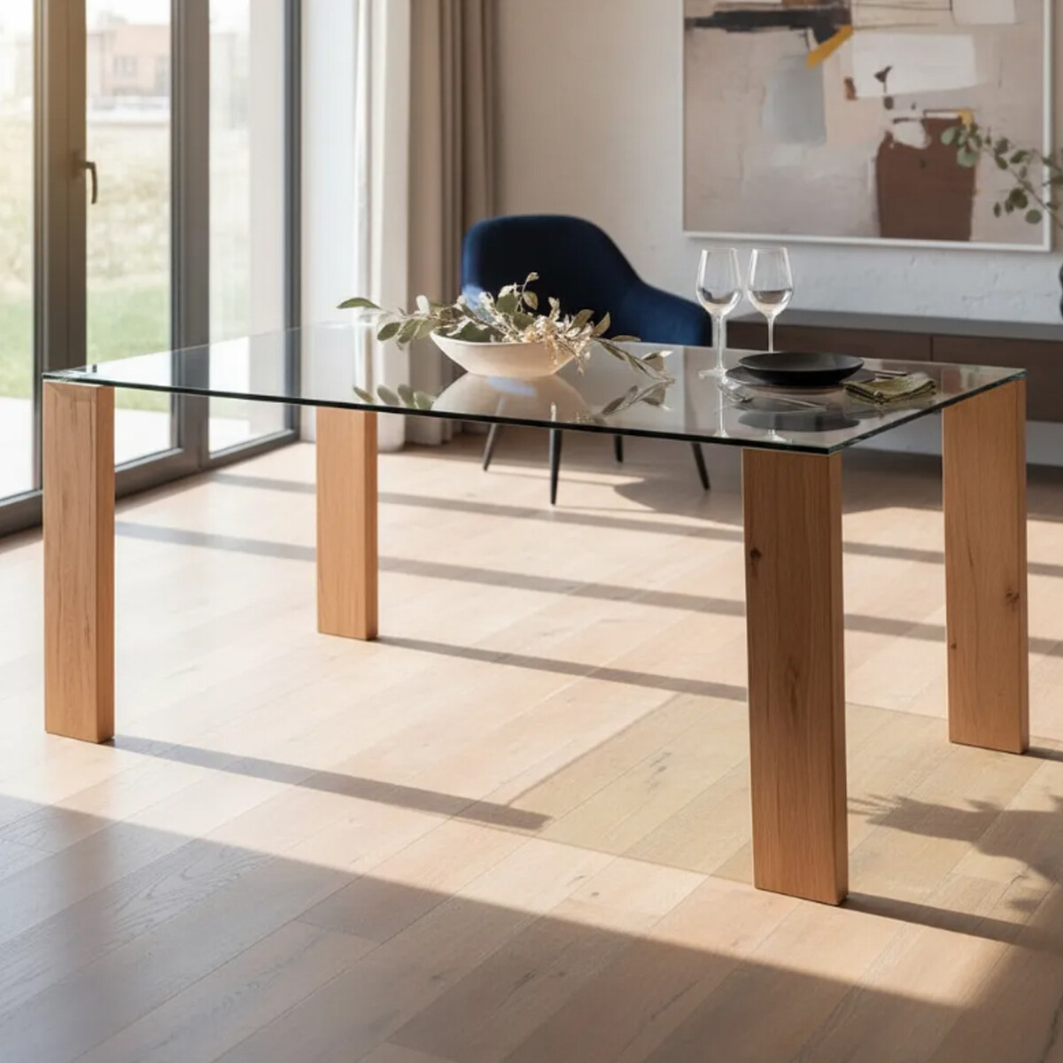 Mesa de vidrio rectangular 1,80m 