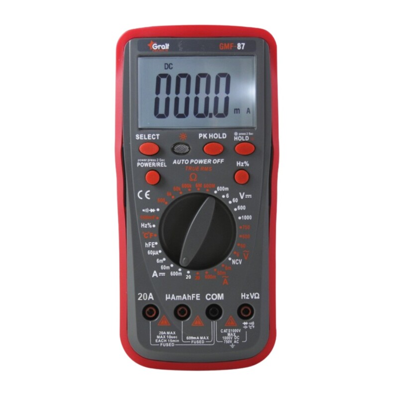 MULTIMETRO DIGITAL 1000VCA, 750VCC/20ACACC TRUE RMS GMF-87 MULTIMETRO DIGITAL 1000VCA, 750VCC/20ACACC TRUE RMS GMF-87