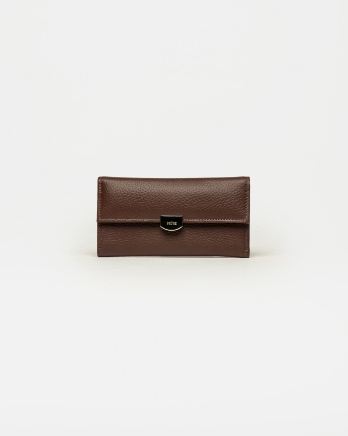 Billetera Marga en cuero graneado Marron