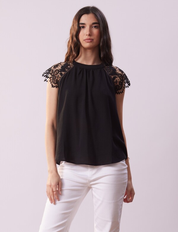 Blusa Broderie NEGRO