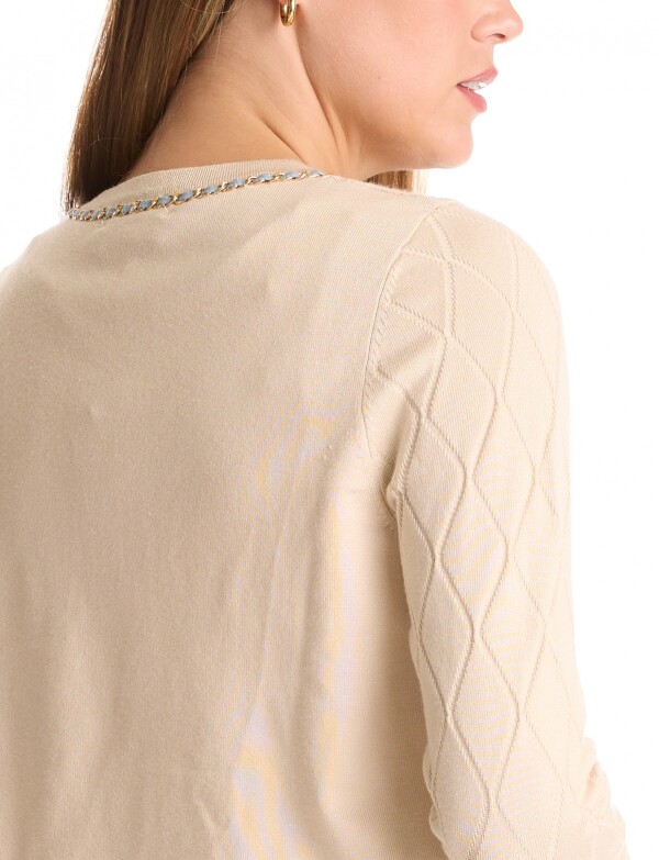 Cardigan Rombos & Cadena BEIGE