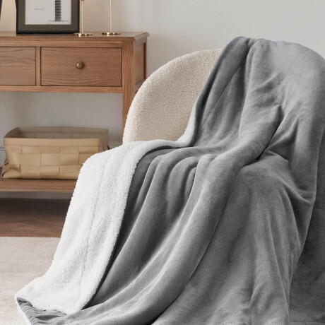 Frazada X2 Manta Polar 2 Plazas C/corderito 200x230cm Gris
