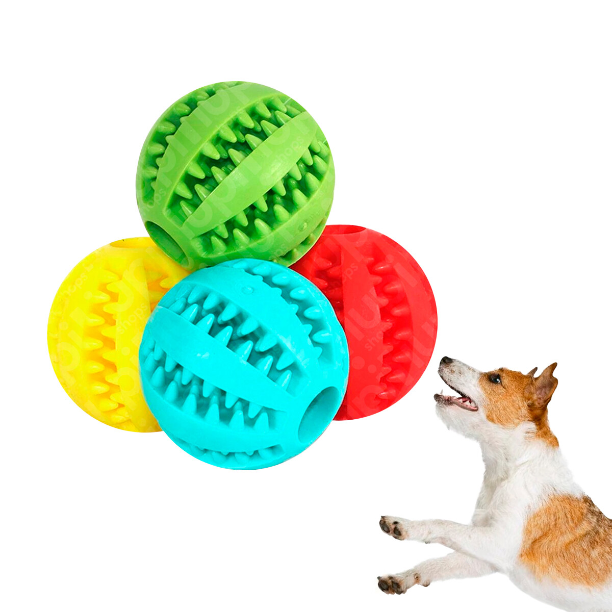 Pelota De Goma Tpr Limpia Dientes Para Perro 6 Cm - Color rosa 