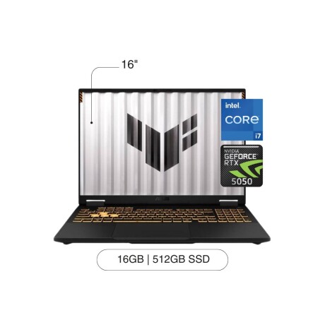 Notebook ASUS Tuf Gaming F16 16' FHD+ 512GB / 16GB Core I7-14650HX RTX5050 W11 Notebook ASUS Tuf Gaming F16 16' FHD+ 512GB / 16GB Core I7-14650HX RTX5050 W11
