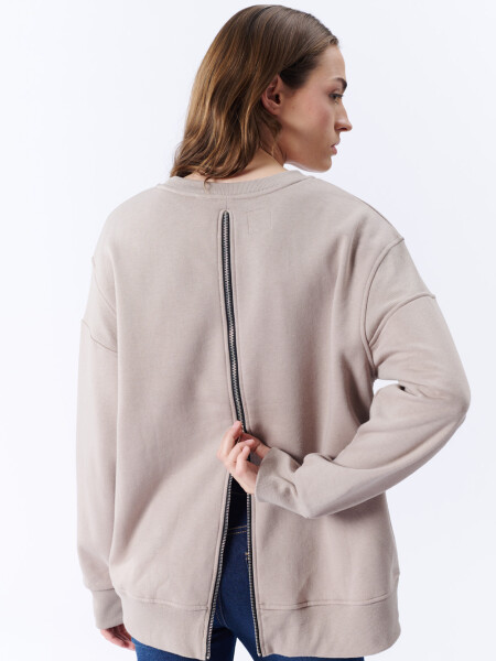 Buzo oversize cierre Beige Grisáceo