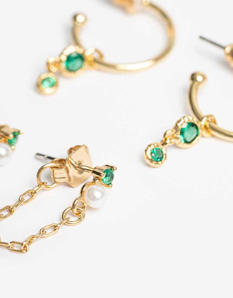 Aros Sets Cubic zirconia Set De Aros Con Cubic Zirconia - Dorado