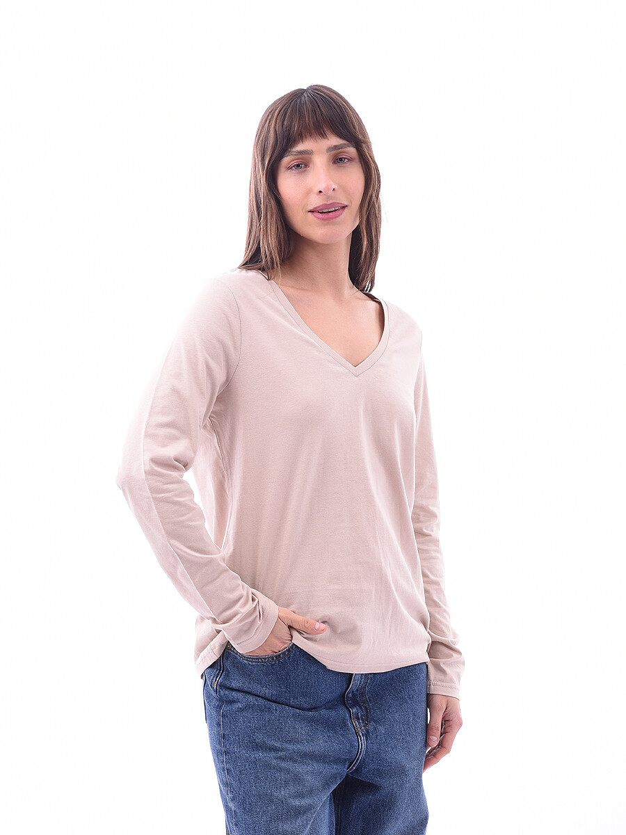 REMERA BASICA PETRA - BEIGE (V) 
