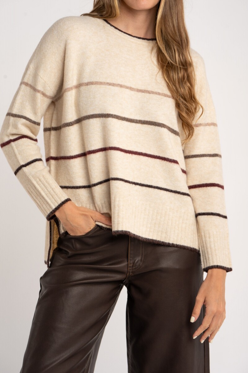 Sweater Rayado Bordeaux