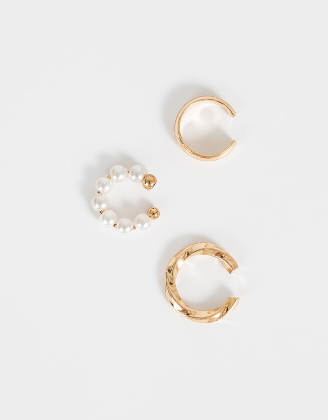 Bijou Cuff Con perlas Set De Earcuffs - Dorado