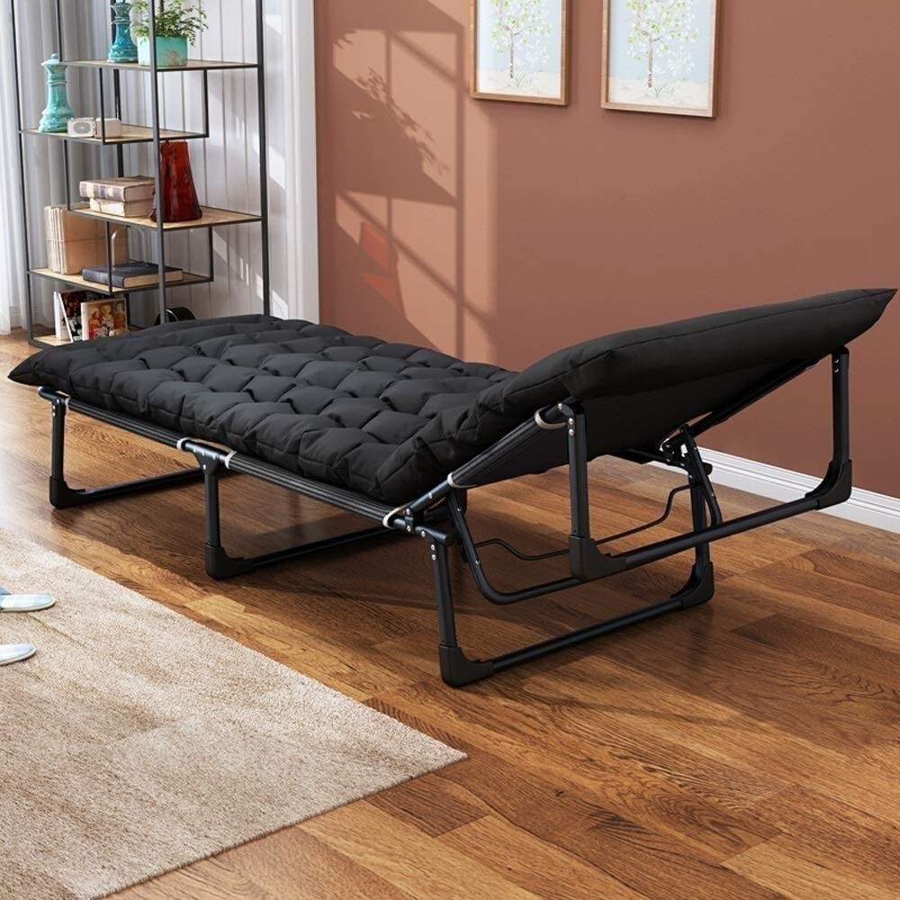 Catre plegable acolchonado Negro