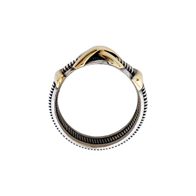 Anillo Cruz-Plata y Oro-Sin Piedra-AN5117 sinpiedra