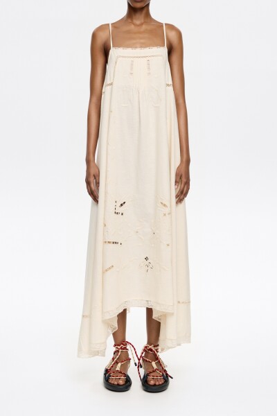 VESTIDO BORDADO Crema