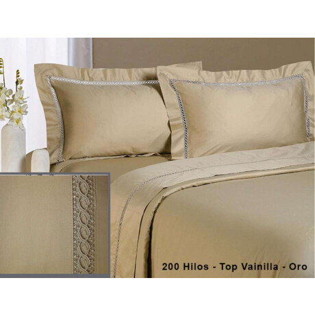 Juego Sábanas Bordadas Dohler 1 plaza 200 hilos Top Vainillia - Oro