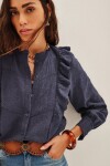 Camisa Sophie Frills Azul Oscuro