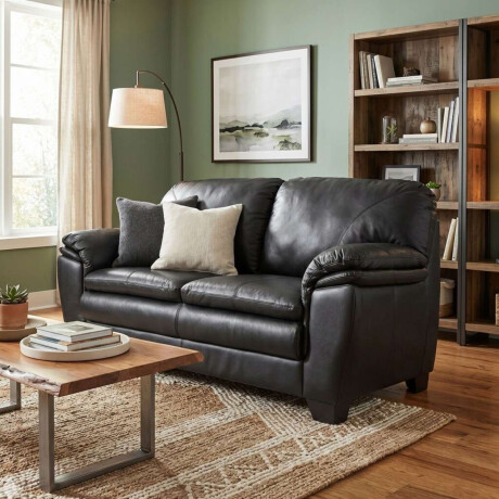 Sillon 100% Cuero 2 Cuerpos Monza Negro