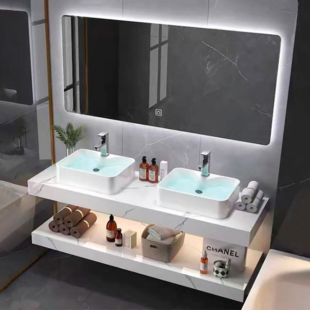 CONJUNTO DE BAÑO HABITARE MODELO NS1026-120DT / MUEBLE + BACHAS + ESPEJO CON LUZ Conjunto De Baño Habitare Modelo Ns1026-120dt / Mueble + Bachas + Espejo Con Luz