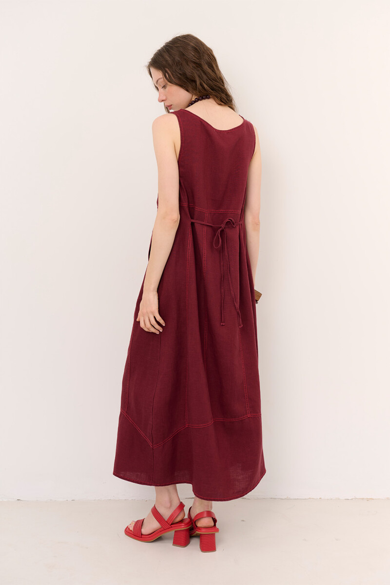 VESTIDO LINO VIVI BURDEOS