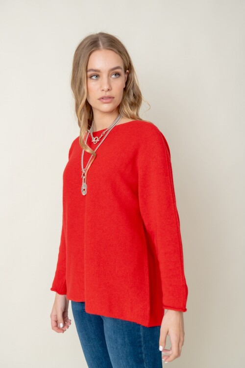 Sweater lana liso Rojo