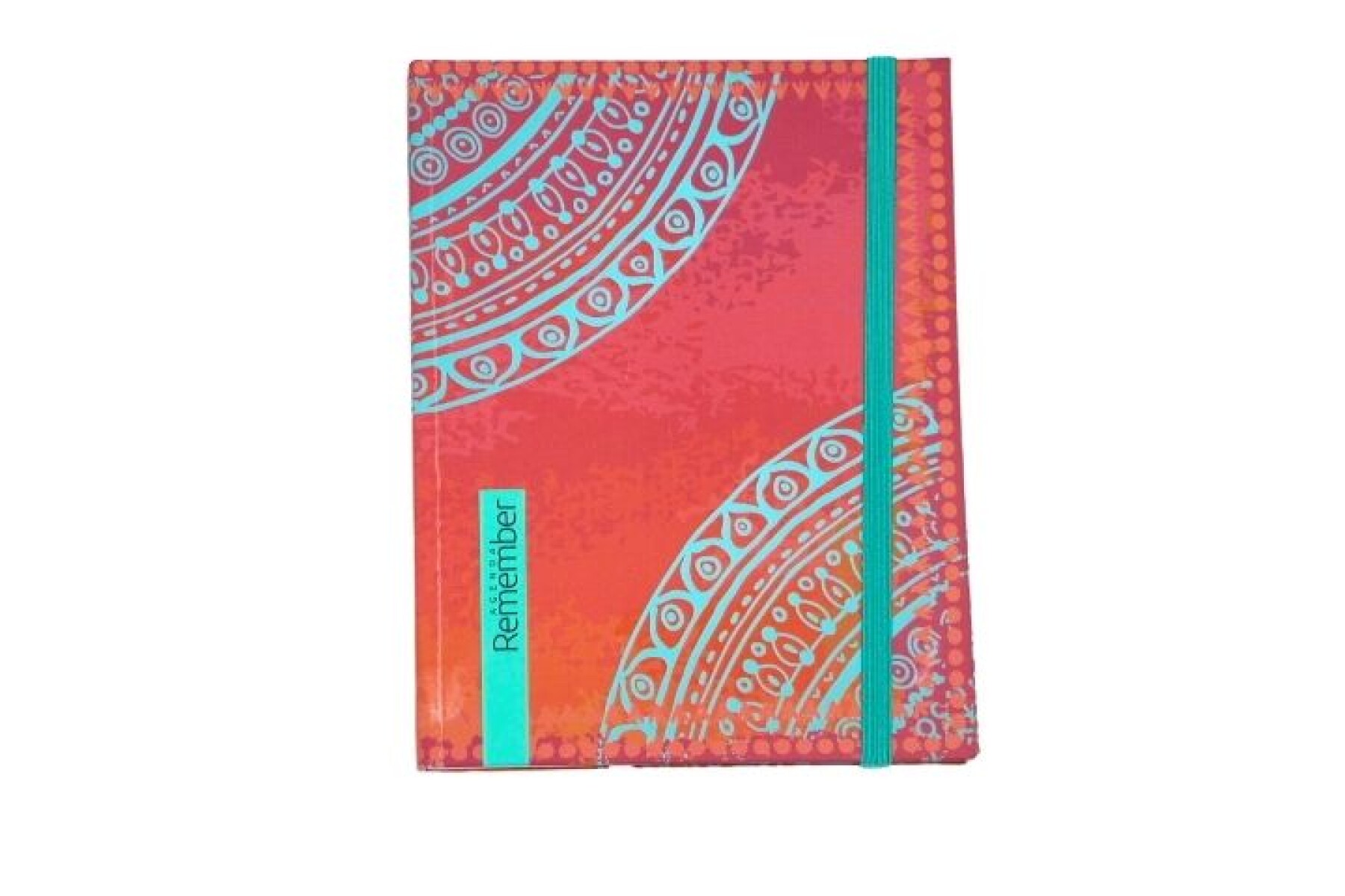 AGENDA REMEMBER SENIOR 1470 - TAPA MANDALA CELESTE Y FONDO ROJO 