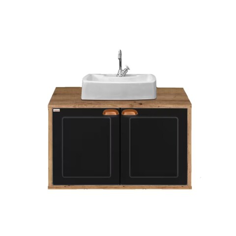 Mueble de baño suspendido Creta Rustico negro 78 cm sin bacha Mueble De Baño Suspendido Creta Rustico Negro 78 Cm Sin Bacha