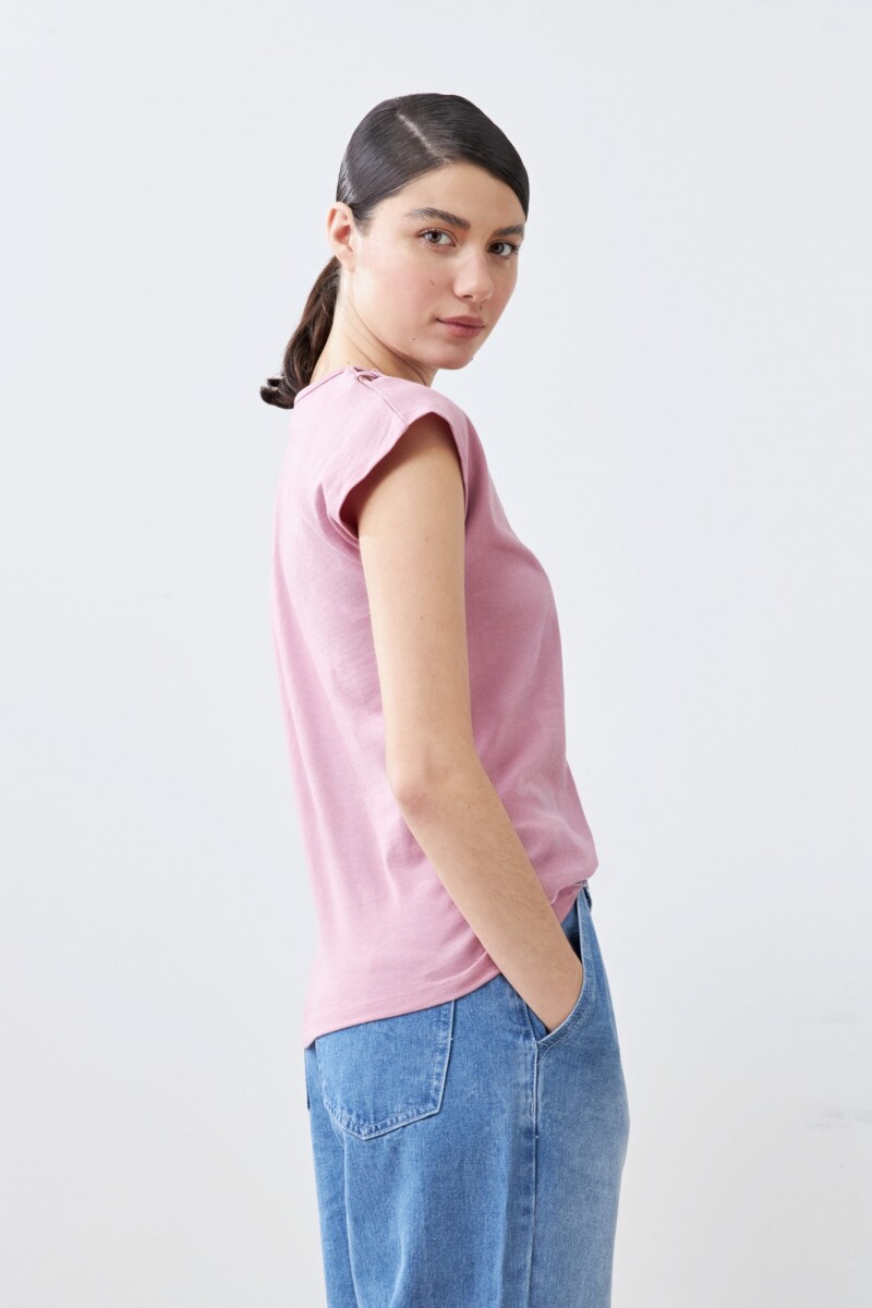 Remera calada rosa