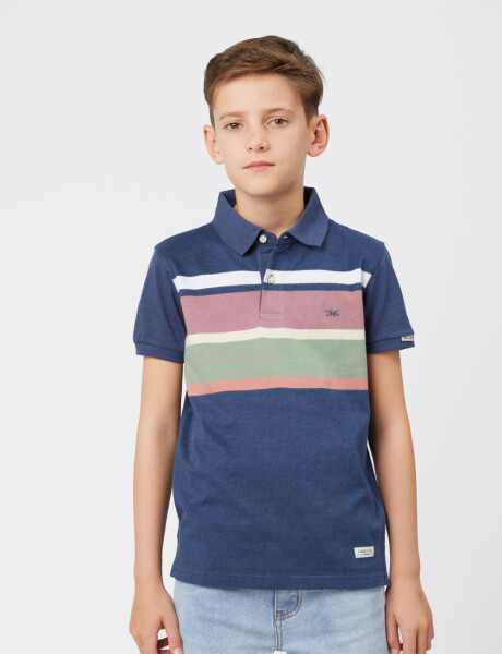 REMERA POLO RAYADA Azul