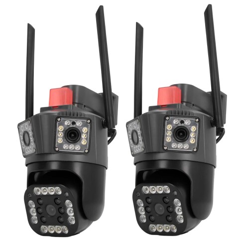 Cámara De Seguridad Wifi Doble Lente 360 Nocturna Kit X2 Un Color Negro