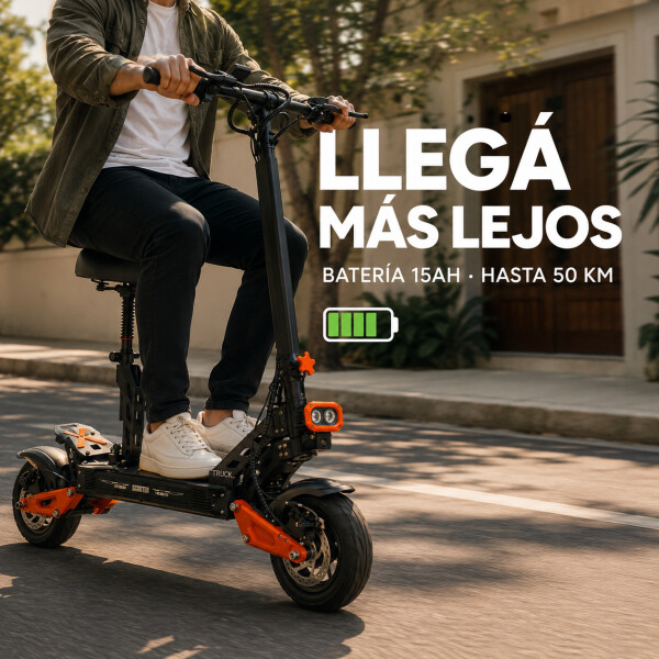 Scooter Monopatín Eléctrico Gogreen Punch Motor 1000w 60km/h Color Negro