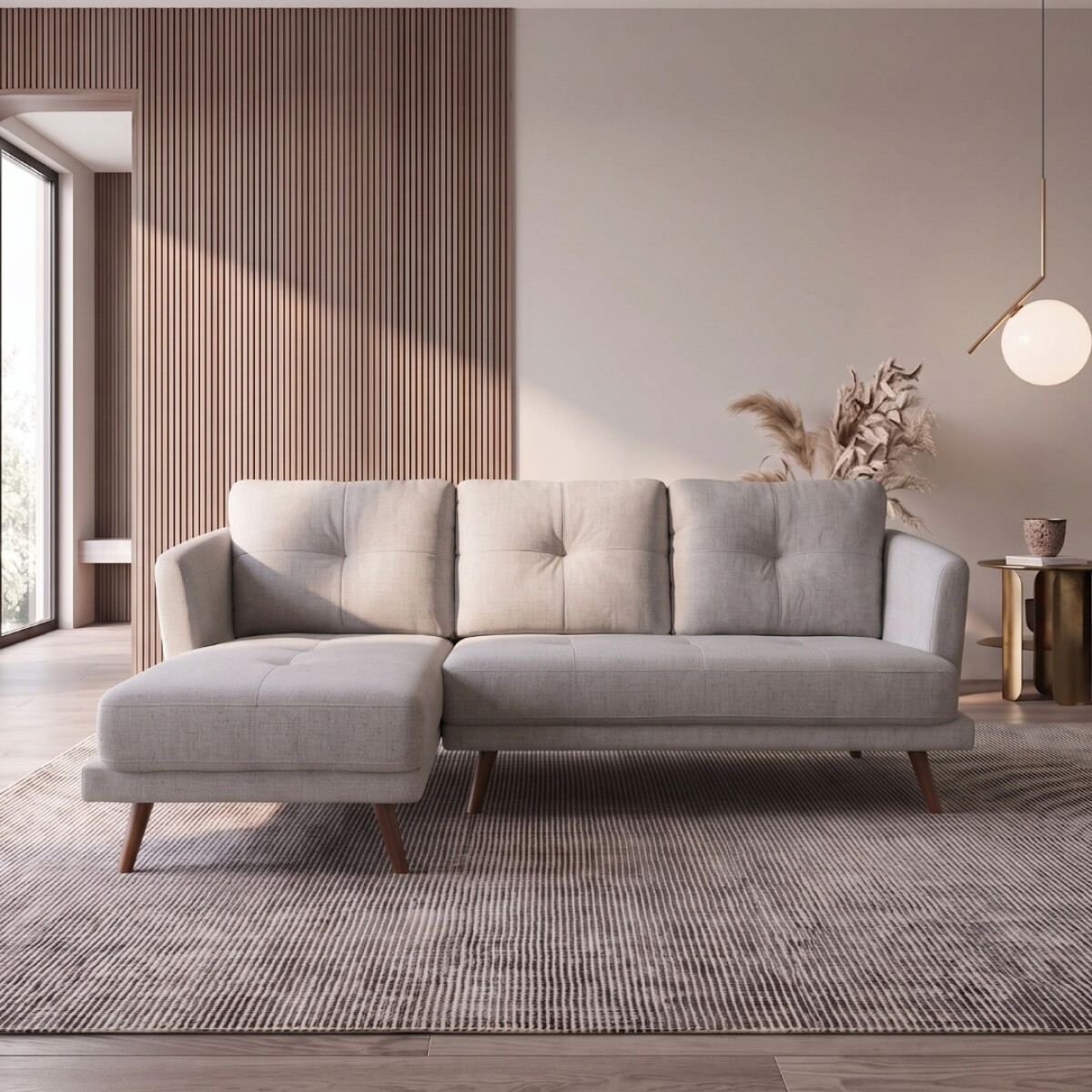 Sofá Con Chaise Triunfo - 3 Cuerpos - Beige - Derecho 