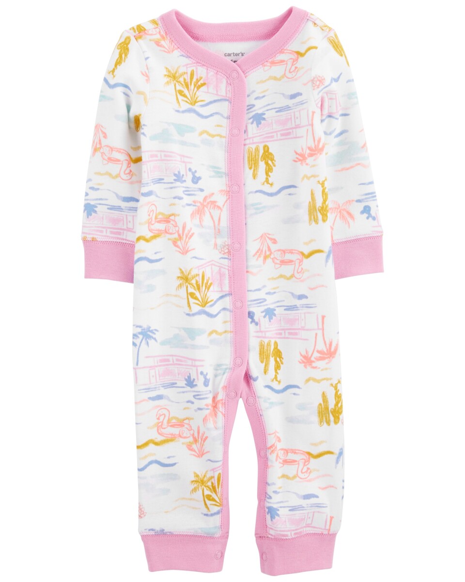 Pijama una pieza de algodón, diseño tropical 