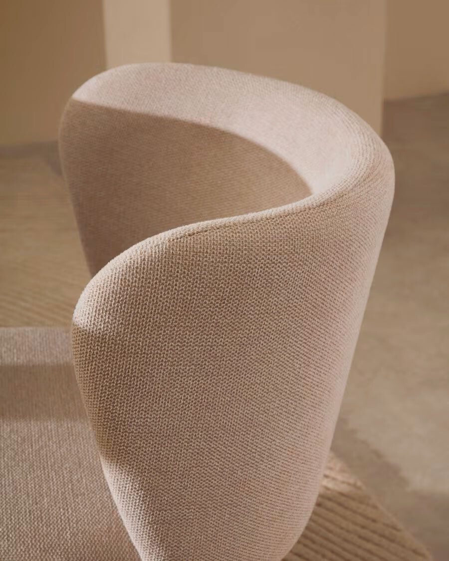 Silla Ciselia de chenilla beige y acero beige FSC Mix Credit Silla Ciselia de chenilla beige y acero beige FSC Mix Credit