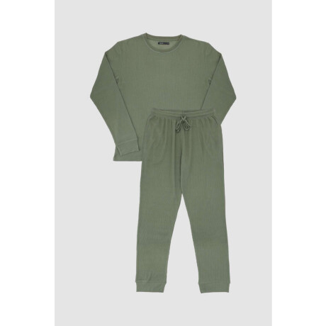 Pijama waffle militar green Verde claro