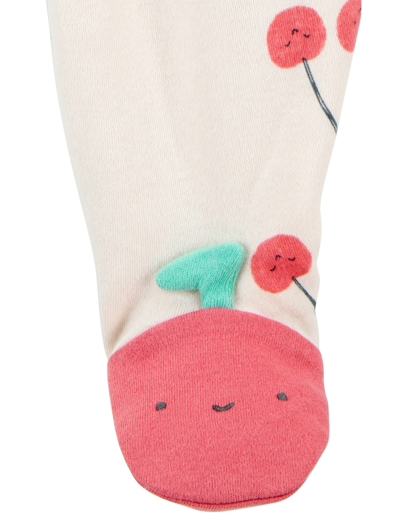Pijama una pieza de algodón, con pie, diseño cerezas Pijama una pieza de algodón, con pie, diseño cerezas