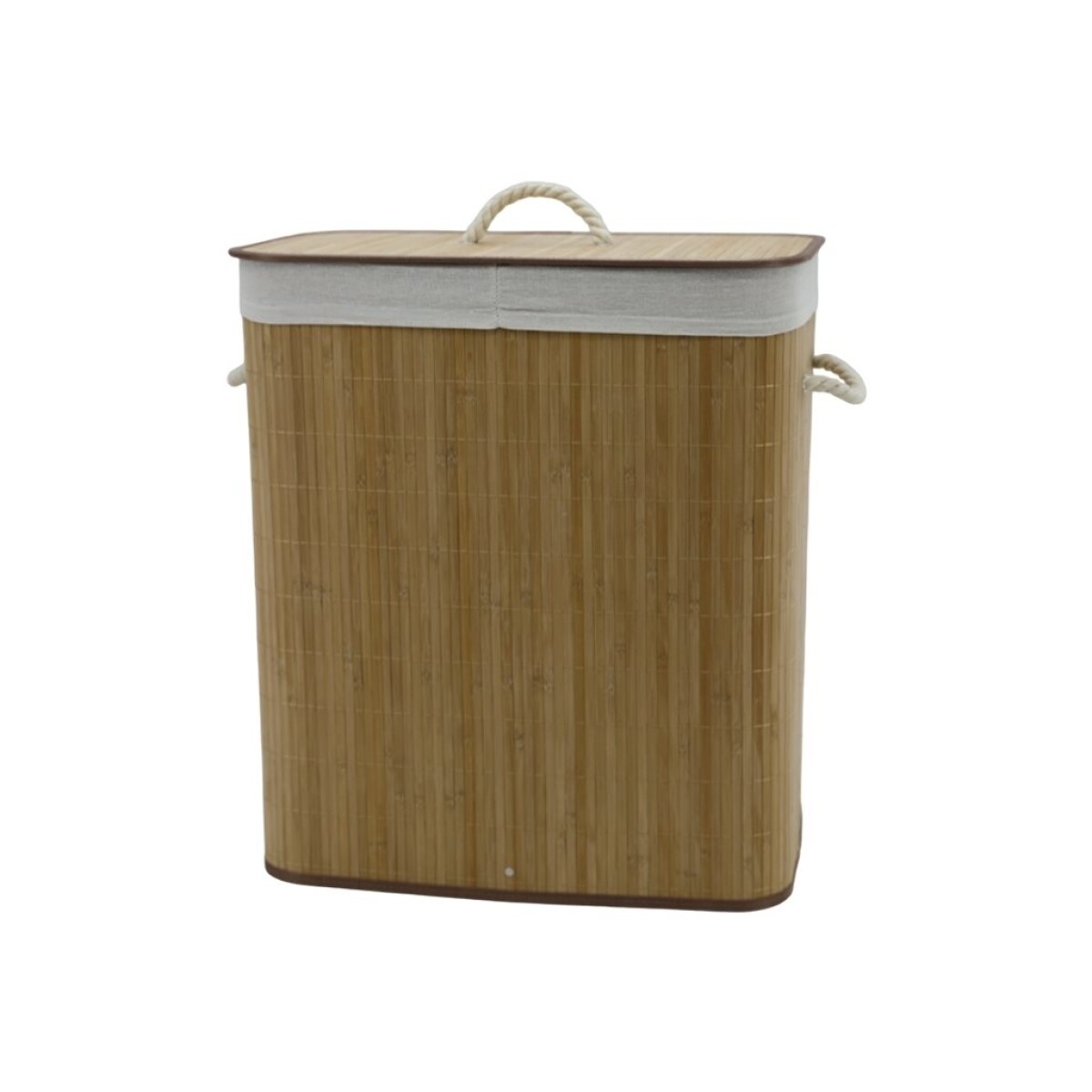 CESTO PELGABLE 52X32X60CMS DOS DIVISIONES C/TAPA FUNDA BAMBU NAT. 