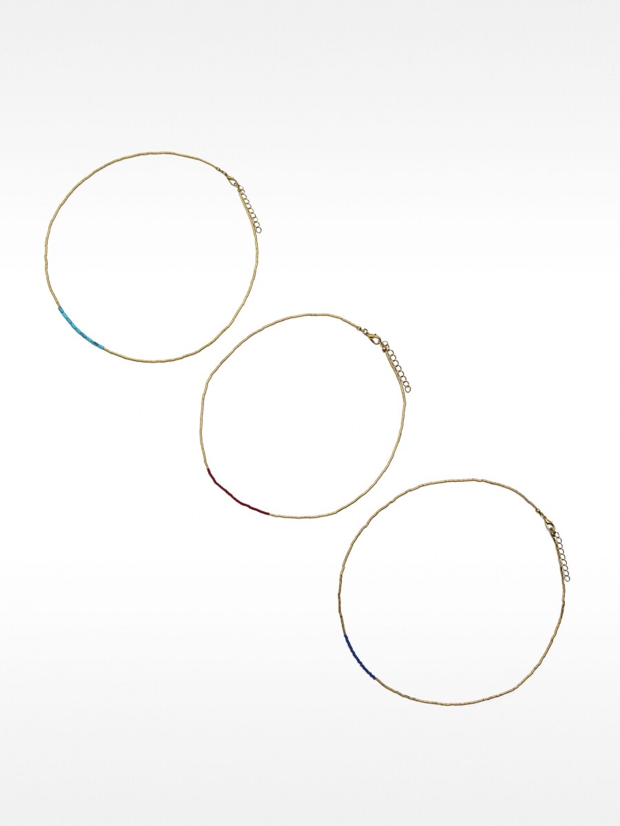 Set De Collares Cortos Con Piedras multicolor