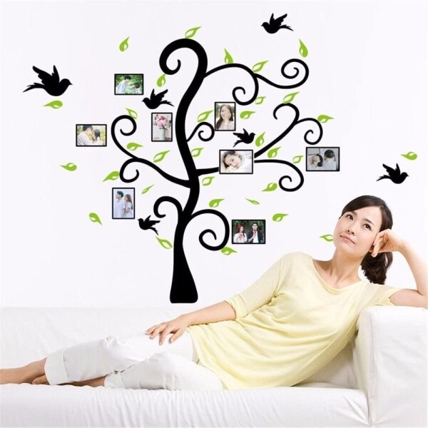 Vinilo Adhesivo Árbol Genealógico Portarretratos Para Pared Variante Arbol Con Marcos