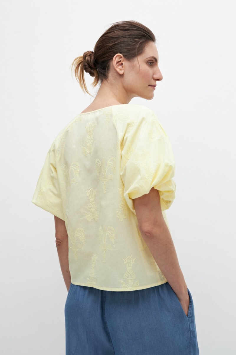 Blusa romántica mangas balloon amarillo