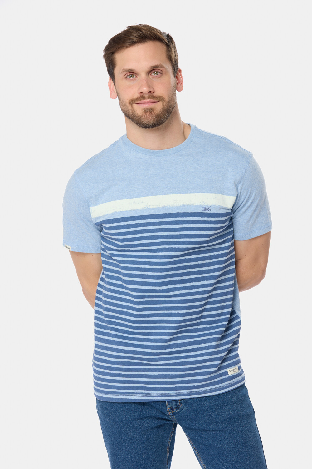 REMERA RAYADA Celeste