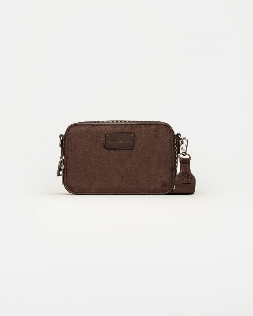 Bandolera New Penny en efecto gamuza - Chocolate 