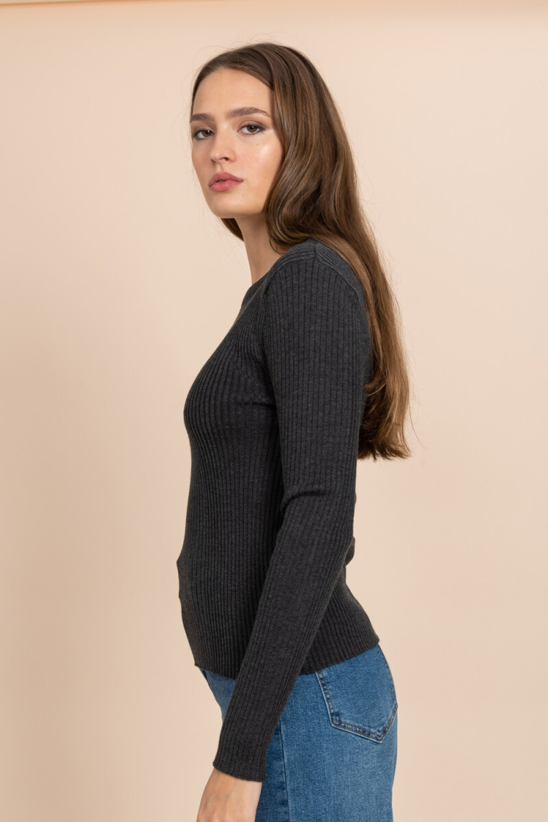 Camiseta tejida rib Gris