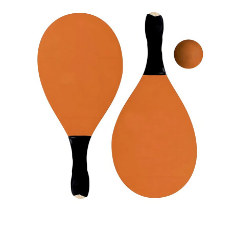 Set Paletas Tenis Playa Madera Revestidas Goma Eva y Pelota Naranja