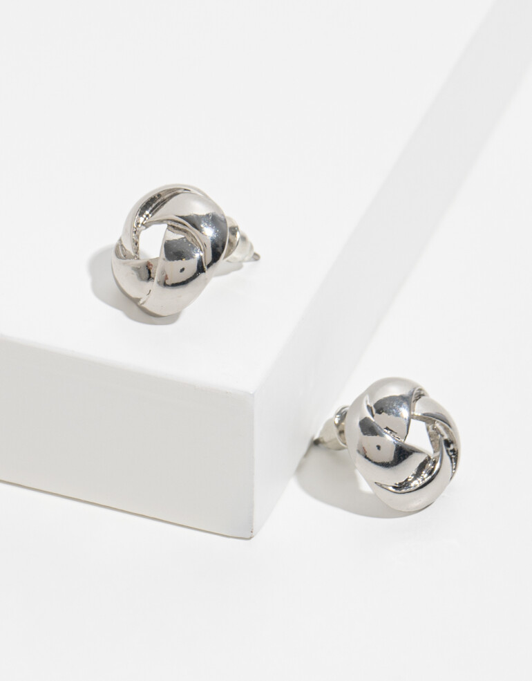 Aros Pasantes Metal Aros Con Textura - Plateado Rodio