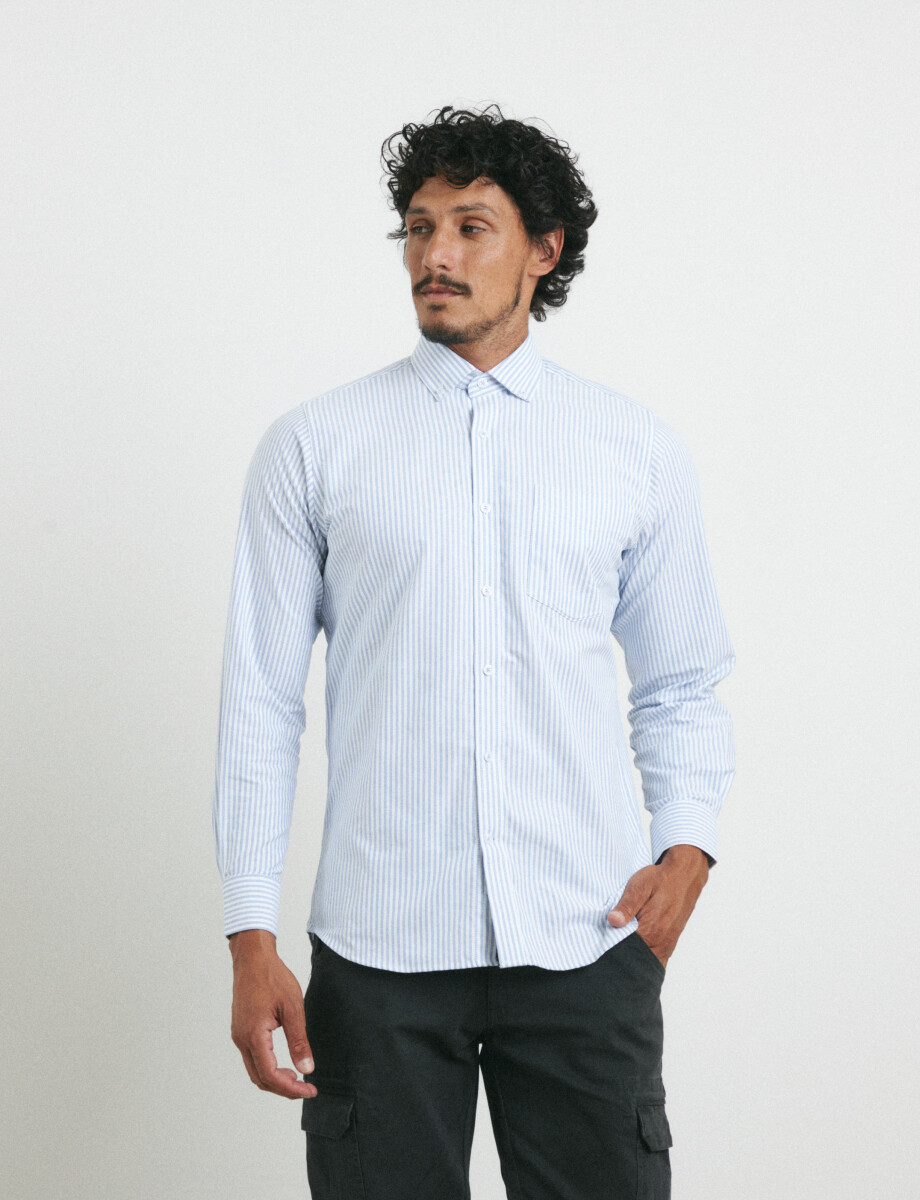 012684 CAMISA HARRY Celeste/blanco