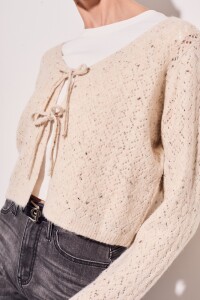 Cardigan Lazos Bouttonne Beige Melange
